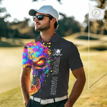 Load image into Gallery viewer, Colorful Skull Golf jerseys Black Golf polo shirts For Men Custom Team mens golf clothes NQS11318