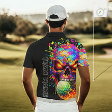 Load image into Gallery viewer, Colorful Skull Golf jerseys Black Golf polo shirts For Men Custom Team mens golf clothes NQS11318