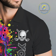 Load image into Gallery viewer, Colorful Skull Golf jerseys Black Golf polo shirts For Men Custom Team mens golf clothes NQS11318