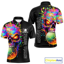 Load image into Gallery viewer, Colorful Skull Golf jerseys Black Golf polo shirts For Men Custom Team mens golf clothes NQS11318