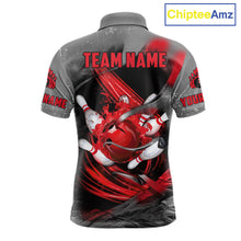 Load image into Gallery viewer, Red Sugar Skull Tattoo Custom Mens Bowling Polo, Quarter Zip Shirts,Team Bowling Jerseys NQS11528