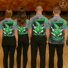 Load image into Gallery viewer, Green Sugar Skull Tattoo Custom Mens Bowling Polo, Quarter Zip Shirts,Team Bowling Jerseys NQS11529