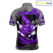 Load image into Gallery viewer, Purple Sugar Skull Tattoo Custom Mens Bowling Polo, Quarter Zip Shirts,Team Bowling Jerseys NQS11530