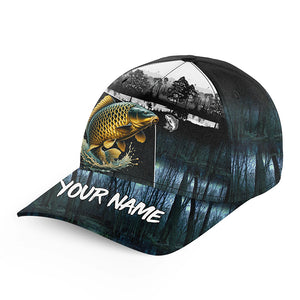 Carp fishing blue camo Custom name fishing hat, Carp fishing hat cap for fisherman NQS5806