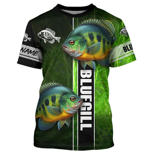 Bluegill fishing green camo shirt Custom Long Sleeve Fishing Shirts, fishing gifts for men, women, kid NQS5807