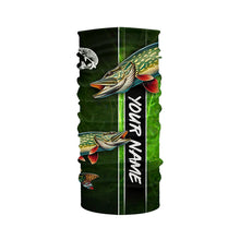 Load image into Gallery viewer, Northern Pike fishing green camo Custom Long Sleeve Fishing Shirts, fishing gifts for men, women, kid NQS5810