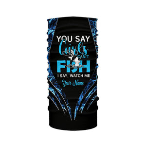 You say girls can't fish, I say watch me blue camo custom fishing girl 3D All Over Printed Shirts NQS7897