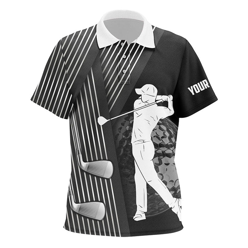 Black and white Kid golf polo shirts custom golf clubs team golf shirts, golf tops for children NQS7899