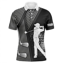 Load image into Gallery viewer, Black and white Mens golf polo shirts custom golf clubs team golf shirts, golf tops for men NQS7899