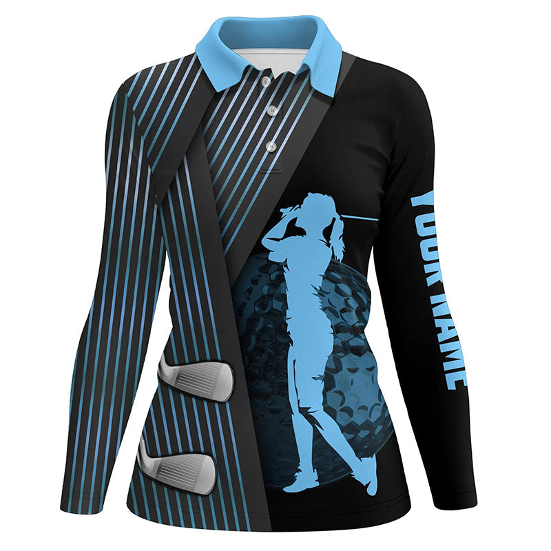Black and Blue Women golf polo shirt custom golf clubs team golf shirts, golf tops for ladies NQS7900