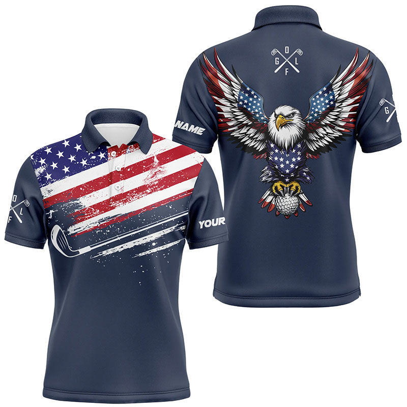 American Flag Eagle Mens golf polo shirts custom patriotic team golf s ...