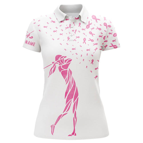 Pink ribbon Womens golf polo shirts custom pink golf outfit for ladies breast cancer awareness NQS6215