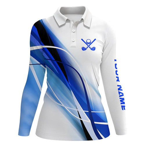 White and Blue Womens golf polo shirts custom womens golf tops, gifts for the golfer NQS8335