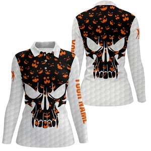 Women golf polo shirts Halloween pattern custom skull golf ball shirt for women, best ladies golf wear NQS8542