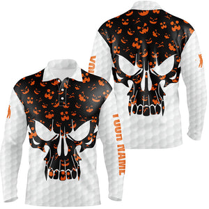 Mens golf polo shirts Halloween pattern custom skull golf ball shirt for men, best men golf wear NQS8542