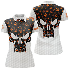 Load image into Gallery viewer, Women golf polo shirts Halloween pattern custom skull golf ball shirt for women, best ladies golf wear NQS8542