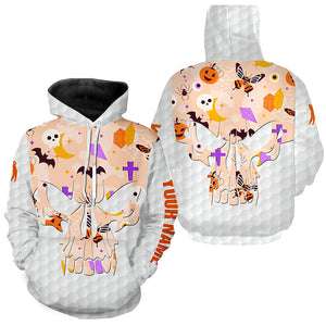 Orange Halloween pattern Golf Hoodies custom skull golf ball shirt, best golf wear NQS8543