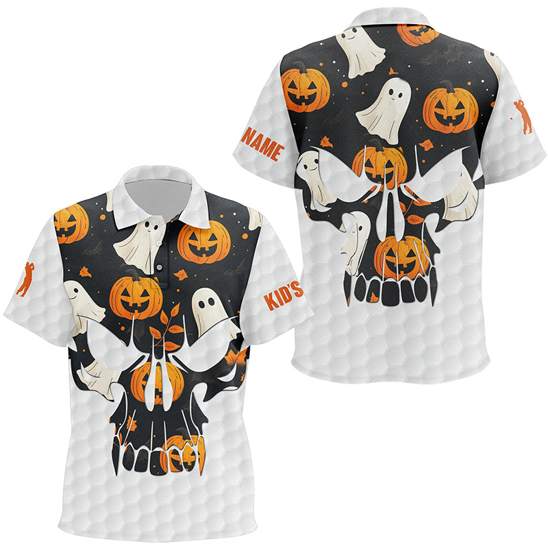 Kid golf polos shirt Halloween pumpkin pattern custom skull golf ball jerseys, ladies golf tops NQS8544