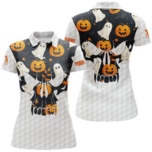 Load image into Gallery viewer, Women golf polo shirt Halloween pumpkin pattern custom skull golf ball jerseys, ladies golf tops NQS8544