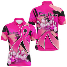 Load image into Gallery viewer, Pink ribbons Breast Cancer Mens bowling shirts Custom Bowling Team breast cancer bowling jersey NQS8545