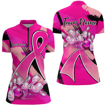 Load image into Gallery viewer, Pink ribbons Breast Cancer Women bowling shirts Custom Bowling Team breast cancer bowling jersey NQS8545