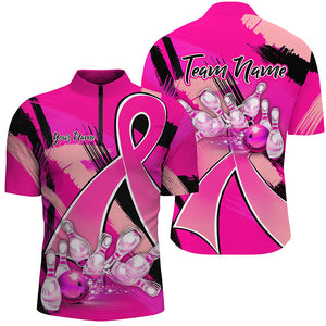 Pink ribbons Breast Cancer Mens bowling shirts Custom Bowling Team breast cancer bowling jersey NQS8545