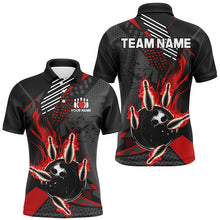 Load image into Gallery viewer, Black and red Mens bowling shirts Custom flame Bowling Team League Jerseys, mens bowling outfits NQS8549