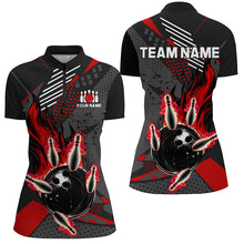 Load image into Gallery viewer, Black and red Women bowling shirts Custom flame Bowling Team League Jerseys, ladies bowling outfits NQS8549