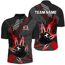 Load image into Gallery viewer, Black and red Mens bowling shirts Custom flame Bowling Team League Jerseys, mens bowling outfits NQS8549