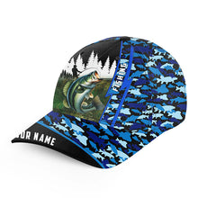 Load image into Gallery viewer, Largemouth Bass fishing blue camo Custom fishing hat Unisex Fishing Baseball Angler fishing hat cap NQS6696