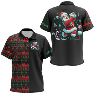 Christmas pattern black Kid golf polo shirts custom Funny Santa golfer golf attire for kid NQS8785