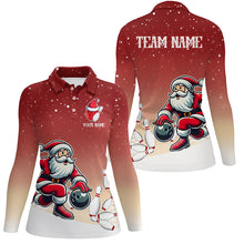 Load image into Gallery viewer, Christmas Santa Bowling Polo, Quarter Zip Shirts For Women Custom Christmas Bowling Team Jerseys | Red NQS8787