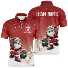 Load image into Gallery viewer, Christmas Santa Bowling Polo, Quarter Zip Shirts For Men Custom Christmas Bowling Team Jerseys | Red NQS8787