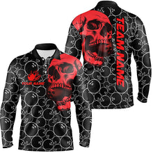 Load image into Gallery viewer, Black Bowling camo red Skull bowling shirts for Men custom bowling team jerseys, gifts for bowlers NQS9012