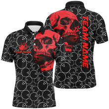 Load image into Gallery viewer, Black Bowling camo red Skull bowling shirts for Men custom bowling team jerseys, gifts for bowlers NQS9012