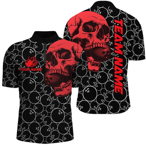 Black Bowling camo red Skull bowling shirts for Men custom bowling team jerseys, gifts for bowlers NQS9012