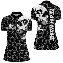 Load image into Gallery viewer, Black Bowling camo white Skull bowling shirt for women custom bowling team jersey gifts for bowler NQS9014