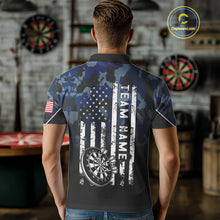 Load image into Gallery viewer, Black and Blue Camo Men Darts Shirts Custom American Flag patriotic Team Darts Jersey NQS11120