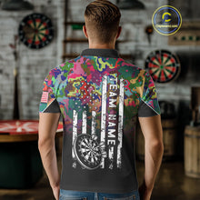 Load image into Gallery viewer, Black and Colorful Camo Men Darts Shirts Custom American Flag patriotic Team Darts Jersey NQS11122