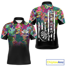 Load image into Gallery viewer, Black and Colorful Camo Men Darts Shirts Custom American Flag patriotic Team Darts Jersey NQS11122