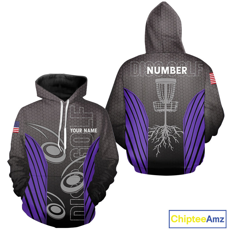Disc golf Hoodies custom name, number camo disc golf jersey, disc golf apparel | Purple NQS11124