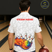 Load image into Gallery viewer, Colorful rainbow flame Bowling Hawaiian Shirt Custom white camo Bowling Team jerseys NQS11319