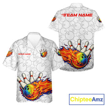 Load image into Gallery viewer, Colorful rainbow flame Bowling Hawaiian Shirt Custom white camo Bowling Team jerseys NQS11319