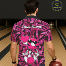 Load image into Gallery viewer, Funny Bowling heart pink graffiti pattern Valentine Bowling Hawaiian shirt Custom Bowling Outfits NQS11322
