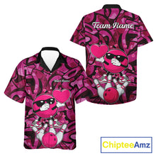 Load image into Gallery viewer, Funny Bowling heart pink graffiti pattern Valentine Bowling Hawaiian shirt Custom Bowling Outfits NQS11322