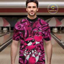 Load image into Gallery viewer, Funny Bowling heart pink graffiti pattern Valentine Mens Bowling Shirts Custom Couple Bowling Outfits NQS11322