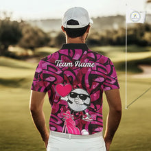 Load image into Gallery viewer, Funny Golf ball heart pink graffiti pattern Valentine Golf polo shirt for men Custom Couple Outfits NQS11323