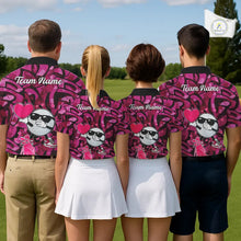 Load image into Gallery viewer, Funny Golf ball heart pink graffiti pattern Valentine Golf polo shirt for Women Custom Couple Outfits NQS11323