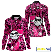 Load image into Gallery viewer, Funny Golf ball heart pink graffiti pattern Valentine Golf polo shirt for Women Custom Couple Outfits NQS11323