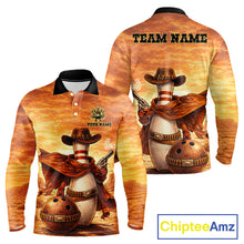 Load image into Gallery viewer, Custom Funny Desert Bowling Cowboy gun bowling team shirts For Men, Bowling Polo, 1/4 zip jerseys NQS11536